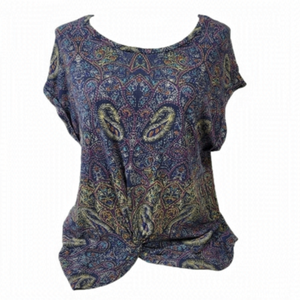Lucky Brand Patterned Knotted Blouse